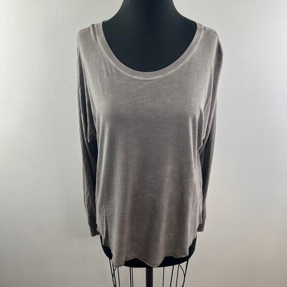 Tyler Jacobs For Feel The Piece Gray Top Cotton Round Neck Back Fringe Size XS/S - Picture 2 of 9